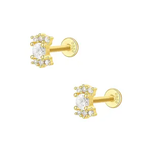 925 Silver Candy Shape CZ Diamond Flat Back Earrings