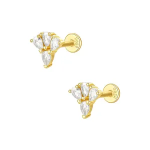 925 Silver Animal Paw CZ Diamond Flat Back Earrings