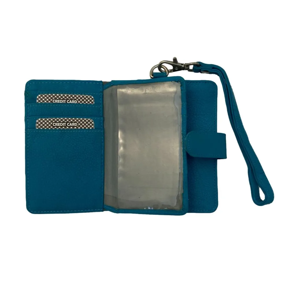 Fine Leather Clutch Wallet with Wrist Strap, Zipper Closures & Credit Card Pockets