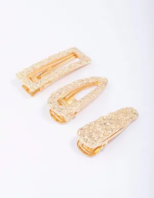 Gold Mixed Molten Hair Clip 3-Pack