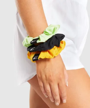 Gymshark Scrunchies 3pk - Black/Yellow/Green