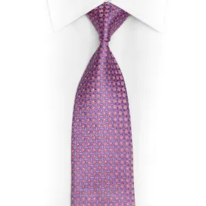 Mauve Geometric Design On Pink Rhinestone Silk Tie With Sparkles