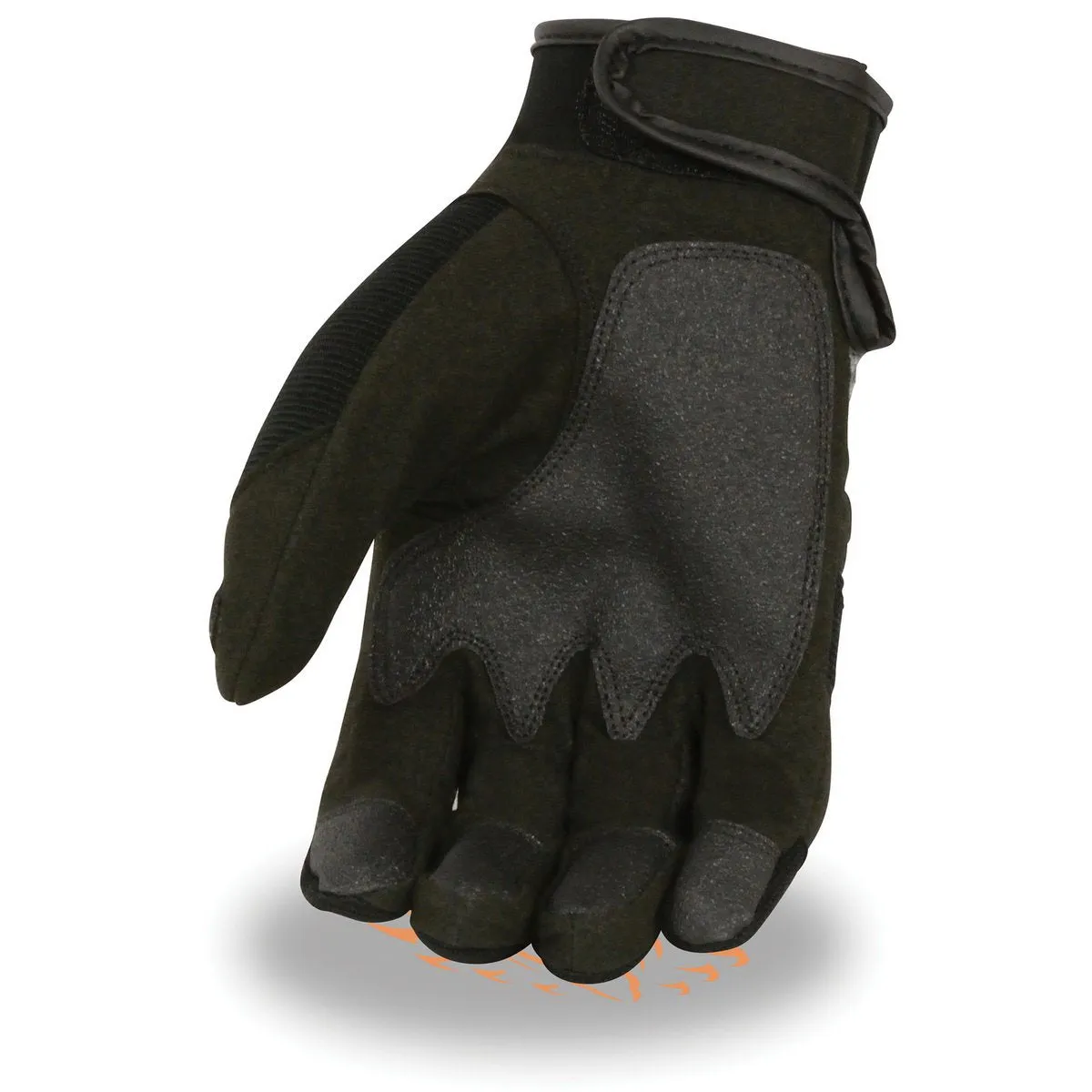 Milwaukee Leather SH761 Men's Black Textile Padded Knuckle Mechanics Gloves with Amara Palm