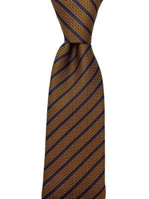 Orange Copper and Navy Blue Striped Men's Tie