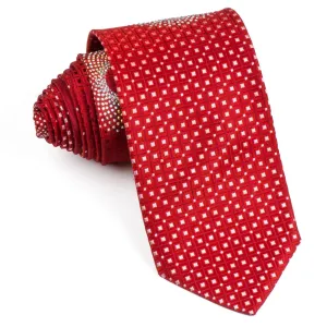 Pacco Rabanne Silk Neck Tie Red Checks With Circular Rhinestone Patterns